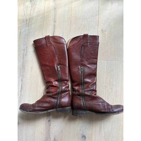 Frye Paige Riding Boots Size 9 Brown Leather Equestrian Fall Staple Distressed - Picture 8 of 13